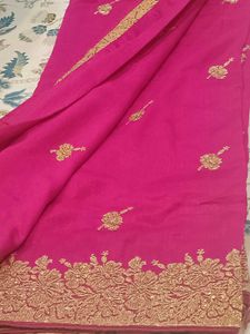 Rich Pink Golden Border saree