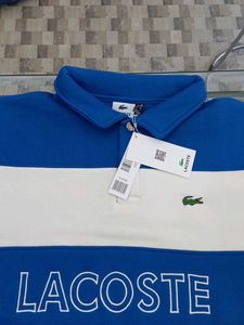Lacoste Blue &amp; White Striped Sweatshirt