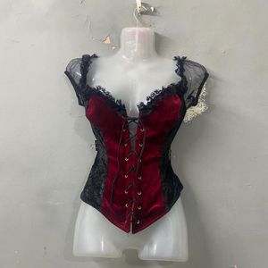 Red & Black Lace Corset Top