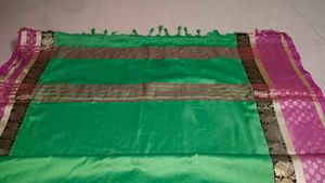 Elegant Green &amp; Pink Saree