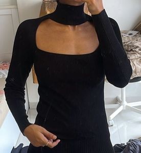 Zara Black Turtle Neck Cutout Sweater Top