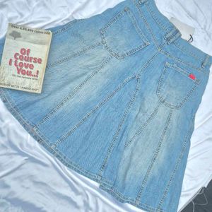 Y2K Denim Pleated Skirt