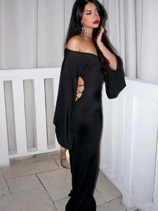 Black Off Shoulder Cut Out Maxi Dress