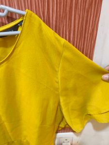 Wardrobe Plain Mustard Top With Frill Sleeves