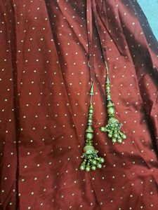 Maroon Ethnic Skirt With Latkan