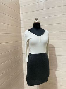 MANGO White Knit Mini Dress