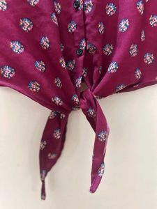 Floral Print Tie-Front Top