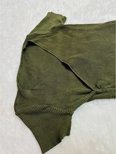 Olive Green Ribbed Mini Dress