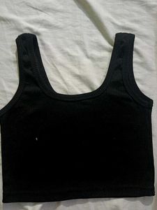 Black Square Neck Crop Top