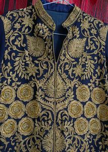 Royal Midnight Blue Embroidered Long Kurta