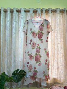 Floral Chiffon Overlay Dress