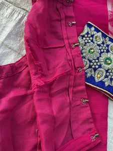 Elegant Pink &amp; Yellow Saree
