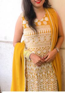 mustard yellow embroidery dress