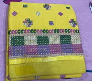 Haldi Look Multicolour Thread Lightly Stone Full