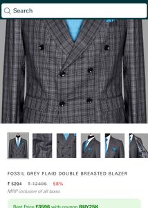 Grey Plaid Double Breasted Blazer