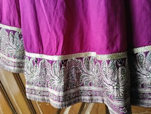 Magenta &amp; Gold Crop Top Skirt Set