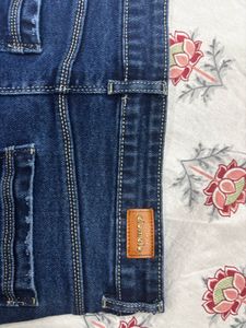 Button Front Denim Mini Skirt