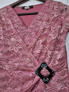 Pink Lace Work Top.