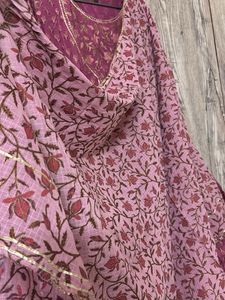 Pink Floral Kurti + Duppata (party Wear)