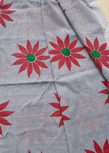 Floral Print Sunflower Saree (Silver Colour)