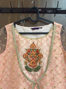 Peach Embroidered Kurta Set