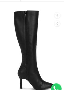 TRUFFLE COLLECTION BLACK PU STILETTO LONG BOOTS