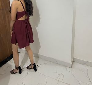 Burgundy Twist-Front Mini Dress