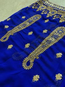 Elegant Blue & Gold Saree