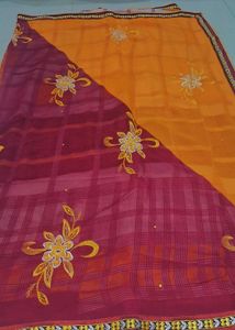 Elegant red and mustard Saree