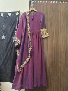 Elegant Maroon &amp; Gold Anarkali Suit