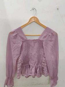 Crochet Top with Puff Sleeves