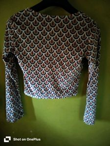 Velvet Patterned Long Sleeve Top/blouse