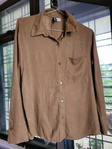 H&M Oversized Linen Blend Brown Shirt /XS