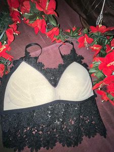 Black Lace Embellished Corset Top