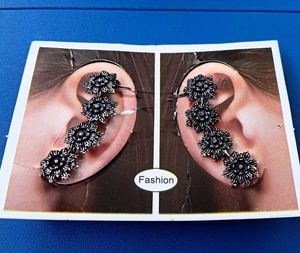 Silver Oxidised Floral Earcuffs For Women 🎈