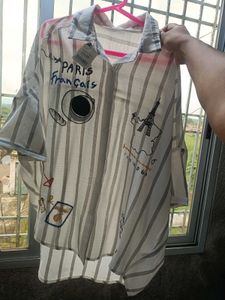 Paris Print Striped Shirt
