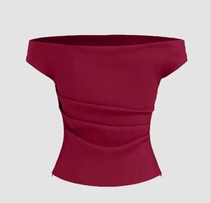 Solid Colour Off Shoulder Ruched Redberry Top