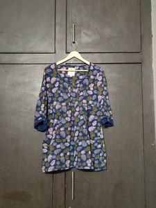 Beacan Cove Blue Green Palm Print Mini Dress