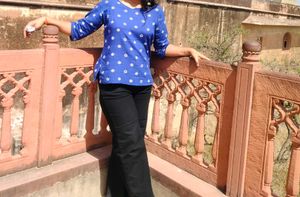 Blue Floral Short Kurti