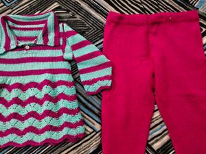 Handmade Knitted Baby Top and pajami