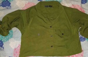 Olive Green Button-Up Top