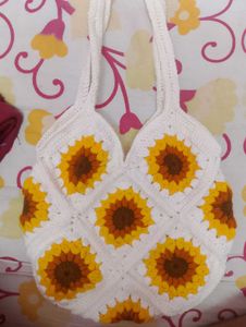 Sunflower Crochet Tote Bag
