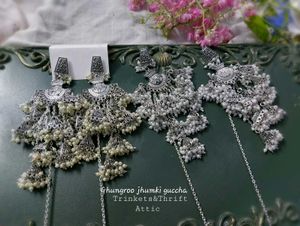 Ozidized Silver Layered Jhumka bunch Stud Earrings