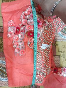 Sunset Peach Ruffles meet a Blooming Floral Leheng