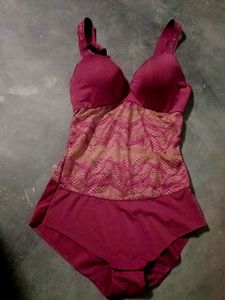 Burgundy Lace Bodysuit Tummy Tucker