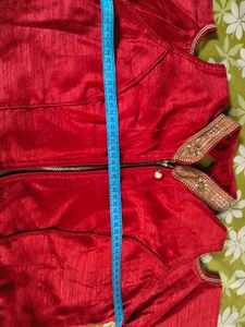 Elegant Red &amp; Gold Embellished Blouse