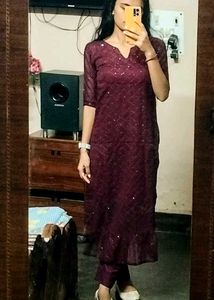 Maroon Sequin Suit With Trouser