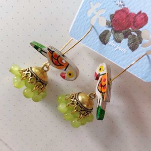 Tota Parrot Jhumka Earring Ethnic Contemporary