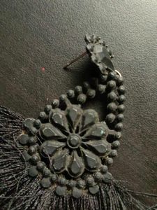 Black Tassel Drop Earrings