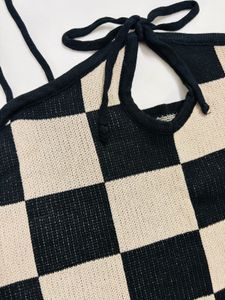 Checkered Knit Cami Top